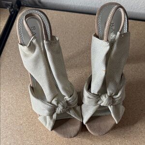 Bakers Cream Knot-Front Slingback Heels